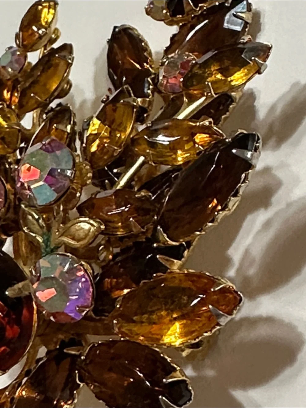 Layered Brown & Amber Rhinestones & AB stones - 3” x 2 1/4”